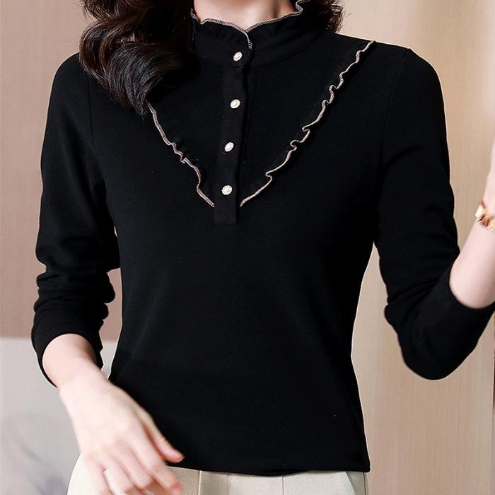 

Новый осенне-зимний двусторонний бархатный дизайн большого размера для женщин, утолщенная теплая базовая рубашка с длинными рукавами для женщин 3XL