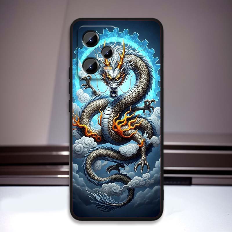 Fashion Dragon Illustration Phone Case For Xiaomi Redmi Note 15 14 13 12 12S 11E 11 11S Pro Plus 4G 5G Black Soft TPU