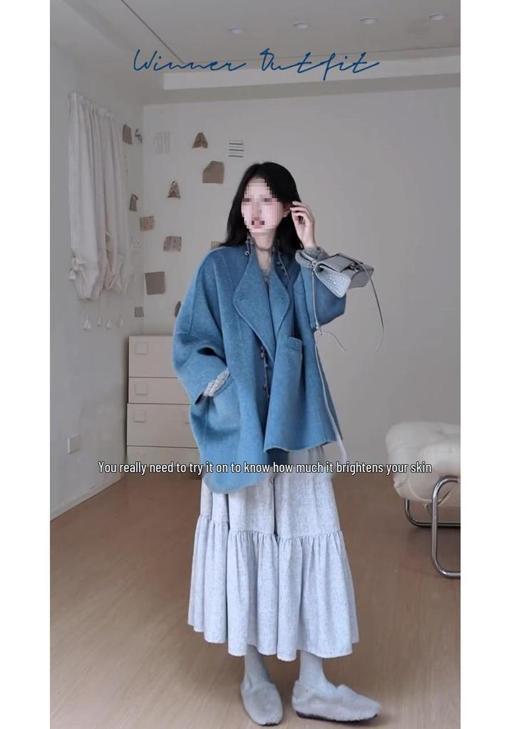 Autumn & Winter Wool Half-Body Skirt & Cardigan Set - Gentle Style for Women
