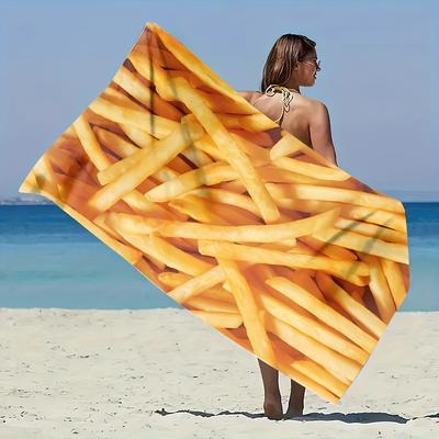 Lustiges Pommes Frites Strandtuch, Vielseitig Schnelltrocknend Saugfähig Mikrofaser für Schwimmen Camping Reisen Fitness Yoga