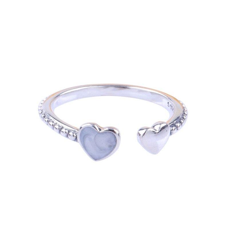 925 Sterling Silber Pan Ring Neue Offene Herz Ring Für Frauen Hochzeit Party Geschenk Mode Schmuck