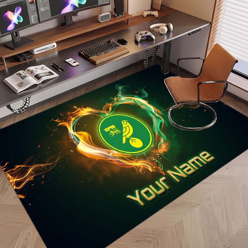 Custom Rug Norwich City Pattern Print Name Text Soft Non‑Slip Floor Carpet for Home Indoor Decoration