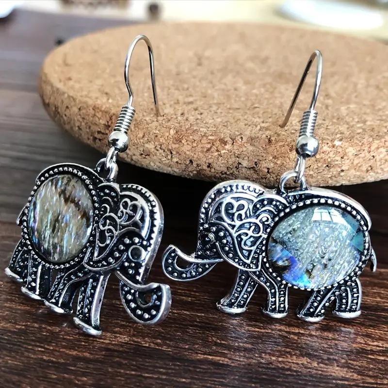 European and American Cute Elephant Shaped Pendant Earrings Retro Style Jewelry Accessories