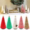 Candy Cane Christmas Tree Ornament Mini Swirl Bottle Brush Christmas Tree with Wooden Base Desktop Figurine for Tiered Tray Decoration