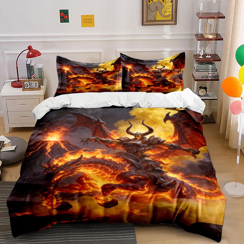 Fiery dragon and warrior. Bedding sets Duvet cover sets Duvet covers Pillowcases(1 * Duvet Cover 2 * Pillowcases without duvet insert)