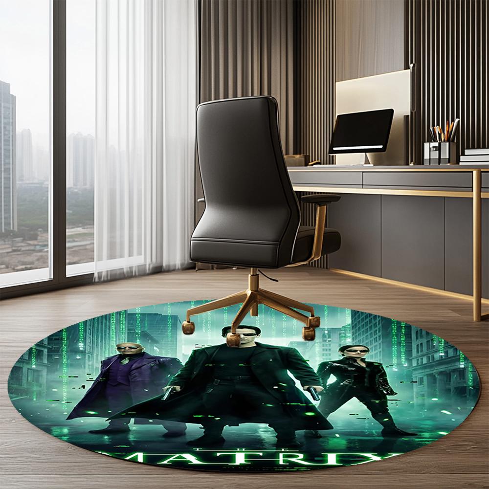 Matrix Printed Round Rug Carpet Chair Rug Area Rug Entryway Doormats,for Office Chair Living Room Bedroom Kitchen Room.