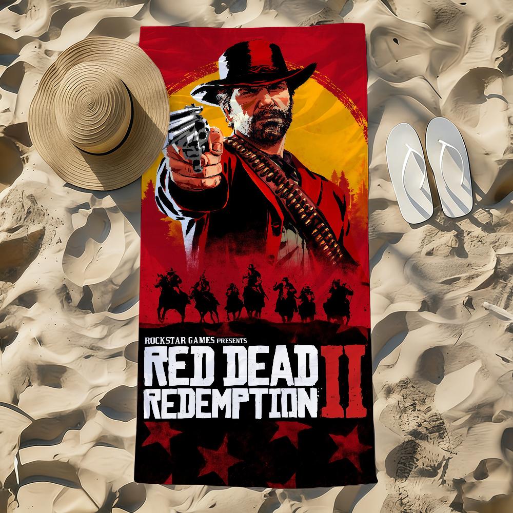 Handtuch Strandtuch Übergröße Spiel Schnell D-Dead Trocknend Handtuch Saugfähig Weich Schwimmen 2 Strandtücher rot R-Redemption für Männer Frauen