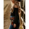 Women S Solid Tassel Off Shoulder Long Sleeve Fitted T Shirt