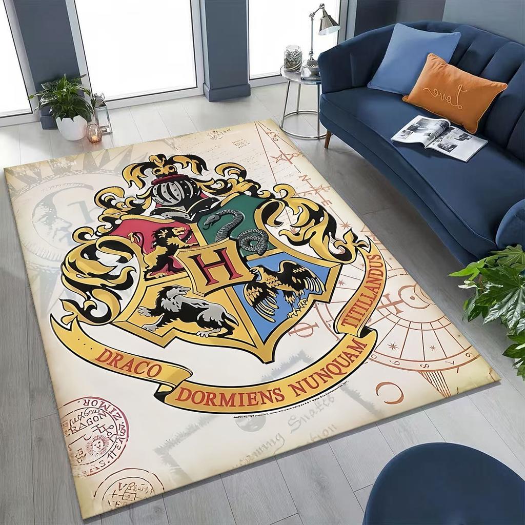 3D Cartoon H-Hogwarts Magic Sign Rug for Bedroom Living Room Sofa Home Doormat Decor, Large Kids Play Non-slip Floor Mat