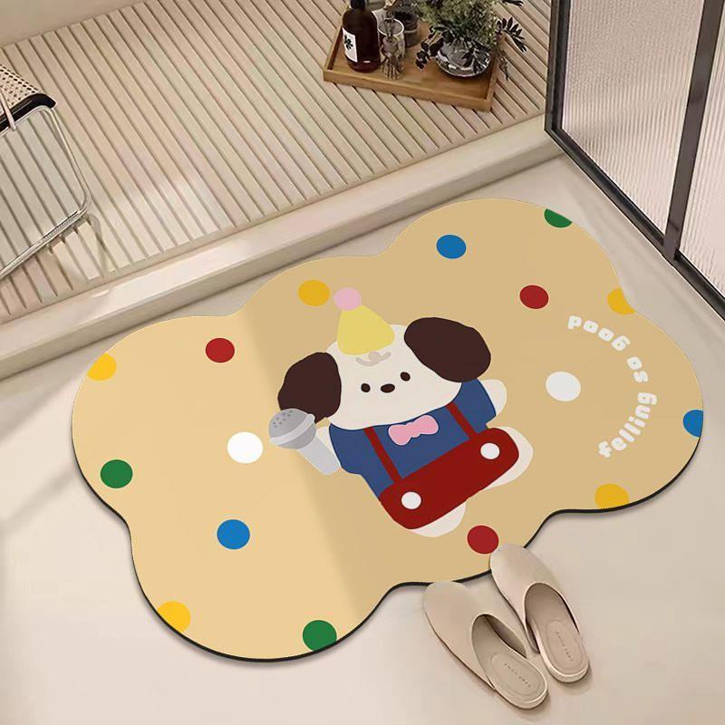 Cartoon cute bathroom diatom mud water absorption non-slip quick drying bedroom bathroom home interior entrance floor mat carpet