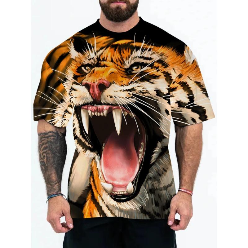 Letní 3D digitálně potištěné pánské tričko pro dospělé se zvířecími vzory Pánská trička
