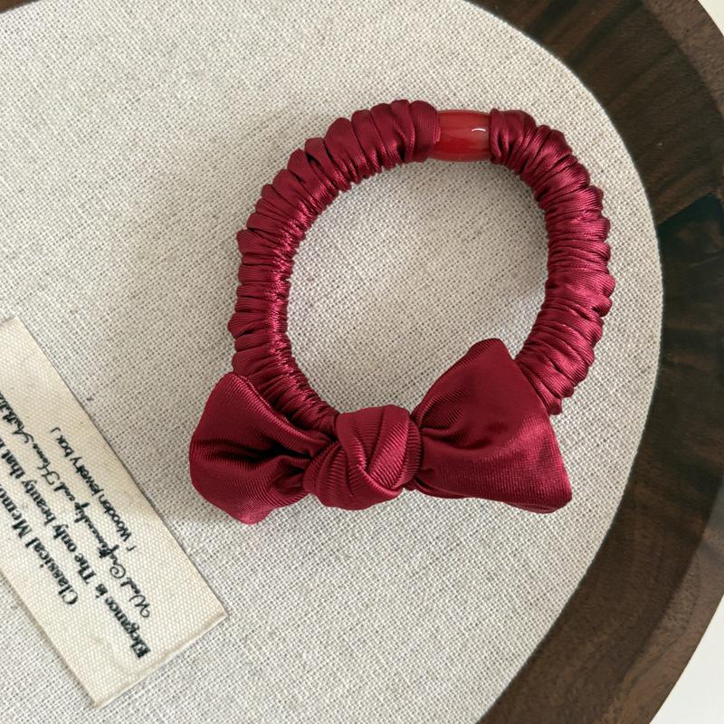 Elegant Retro Red Bow Hair Tie for Low Buns