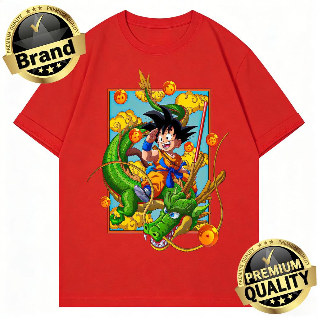 Dragon Ball 2026 New Hot Summe Retro Pure Cotton Men's T-Shirt Kid Goku Shenron Design Oversized Casual Unisex Kids Streetwea