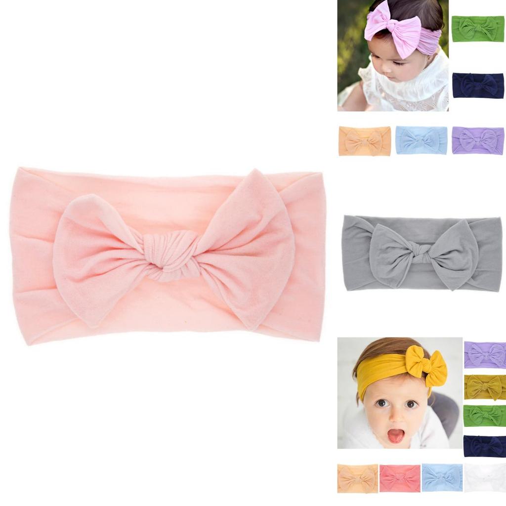 Lovely Baby Nylon Bow Bunny Ear Headband Soft Broadside Hair Accessory For Child With Good Elasticity