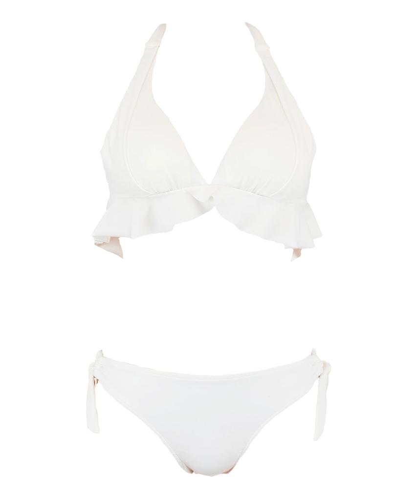 Swimwear Bikini Natural But Firm Up Solid Bikini White [Sanai Paradise] Set, [Natural Bra] Non-wired 55-53-1-1565 Women's