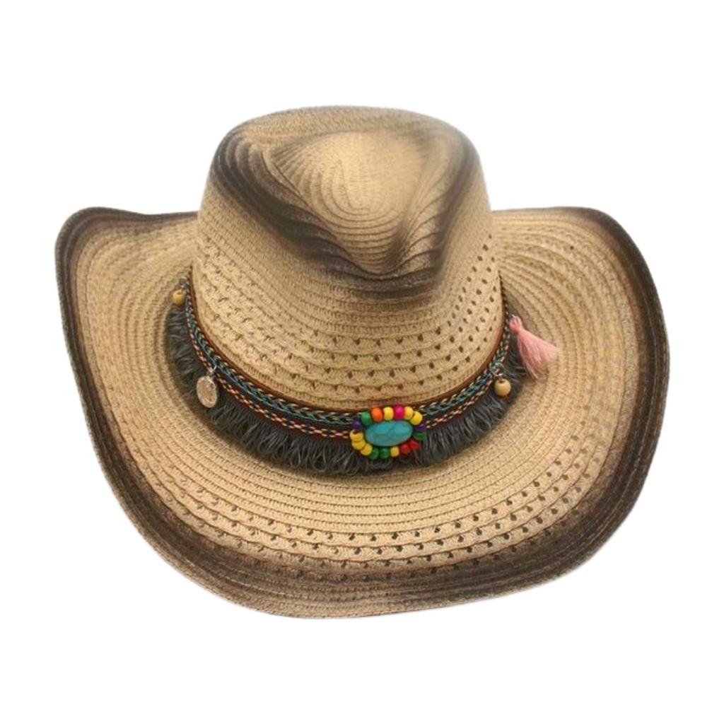 Spring And Summer Beach Outing British Bohemian Cowboy Hat Windproof Sunscreen Straw Hat