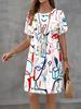 Fashion Graffiti Painting Art 3D Printed Dress for Women. Casual Short-Sleeve Abstract Face Dress