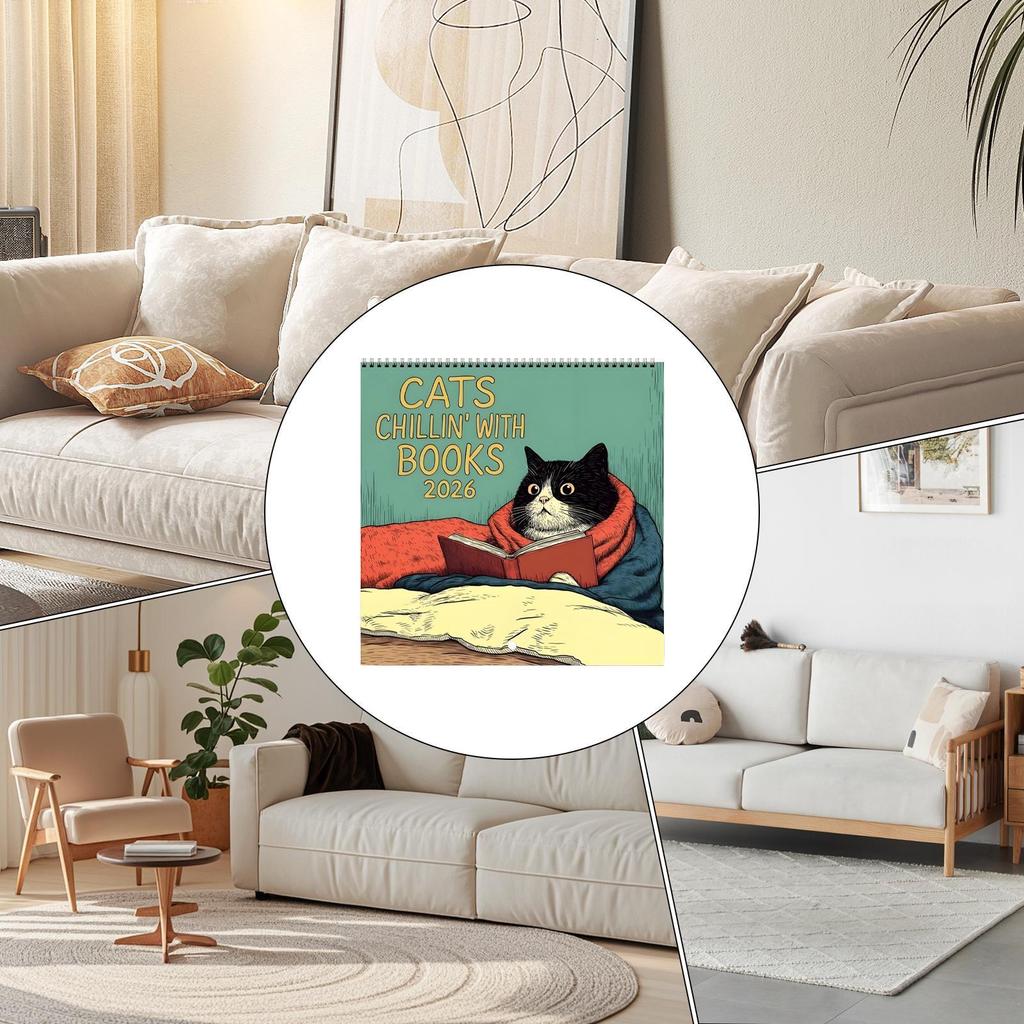 2026 Reading Cat Calendar Year Monthly Planner & Agenda Schedule Organizer Wall Calendar Funny Party Gag Gifts for Friends