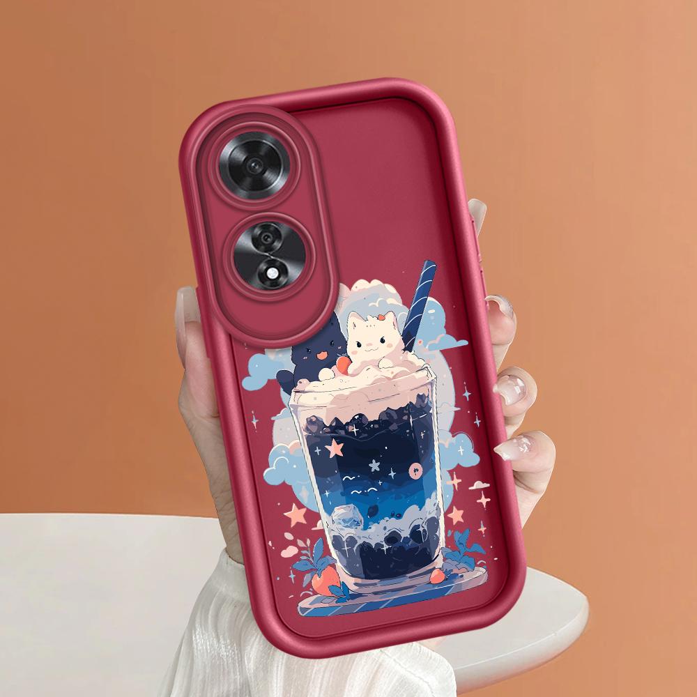 For Realme 11 11x 12x 12 Pro C21 C30 C33 C35 C65 OPPO A18 A38 A60 A96 Reno 10 11 12 Pro Cartoon Black White Cats Full Camera Protect Soft Casing