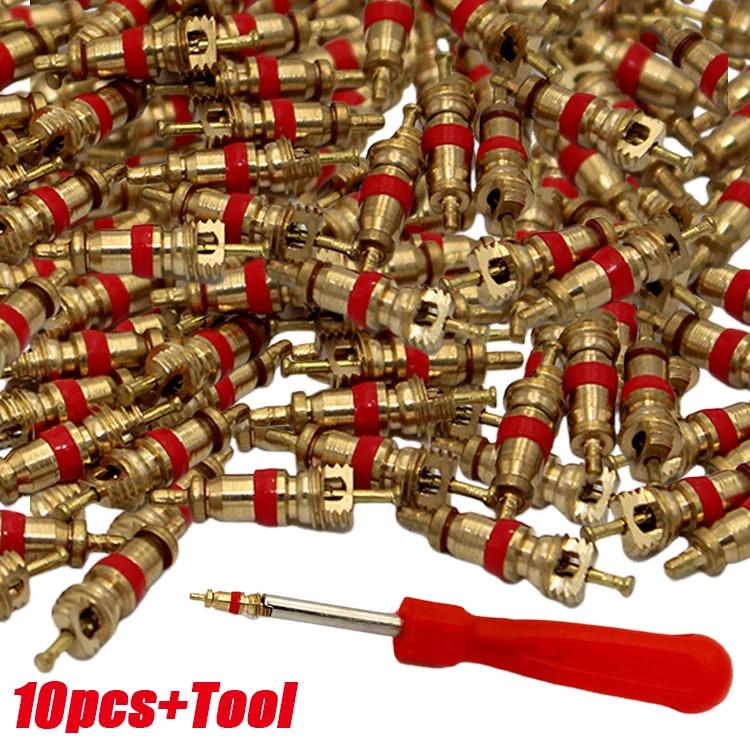

10-50Pcs Bike Tire Valve Core with Slotted Handle Screwdriver Kit Copper Valve Stem Core Removal Repair Tools for Auto Moto Bike