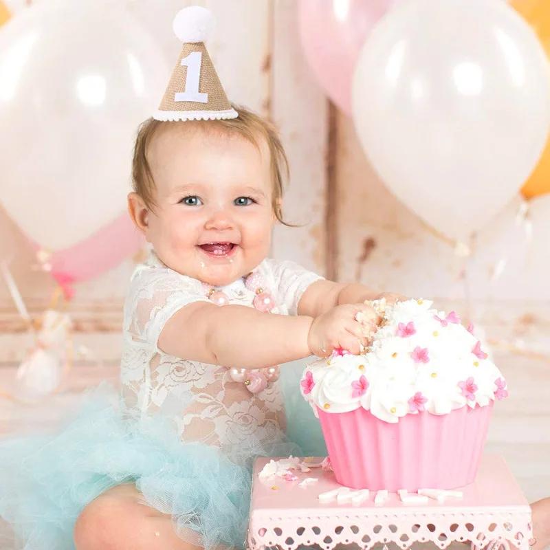 Ins Crown Happy Birthday Hat for Kids Durable Felt Fabric Celebration Headband Decorations Baby Birthday Wedding Party Supplies