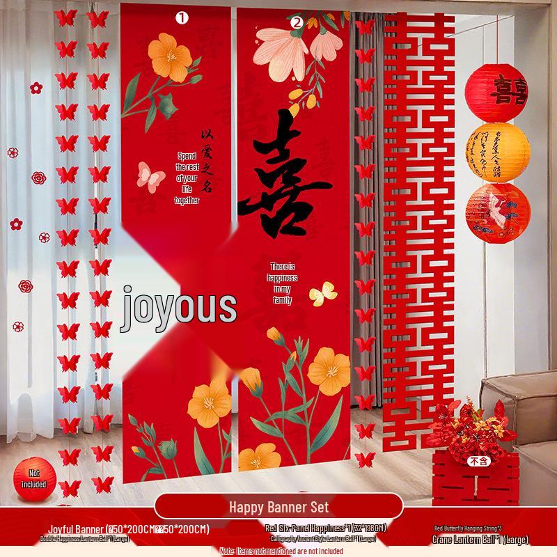 Groom's Wedding Banner & Butterfly Hanging Ornaments for Bride's Bedroom & Living Room