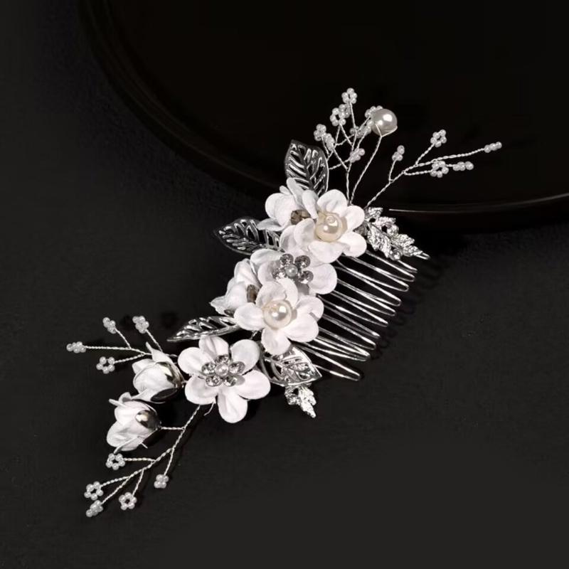 Stunning Wedding Hair Accessory Stylish Crystal and Flower Hair Accessory Hair Comb for Brides and Bridesmaids