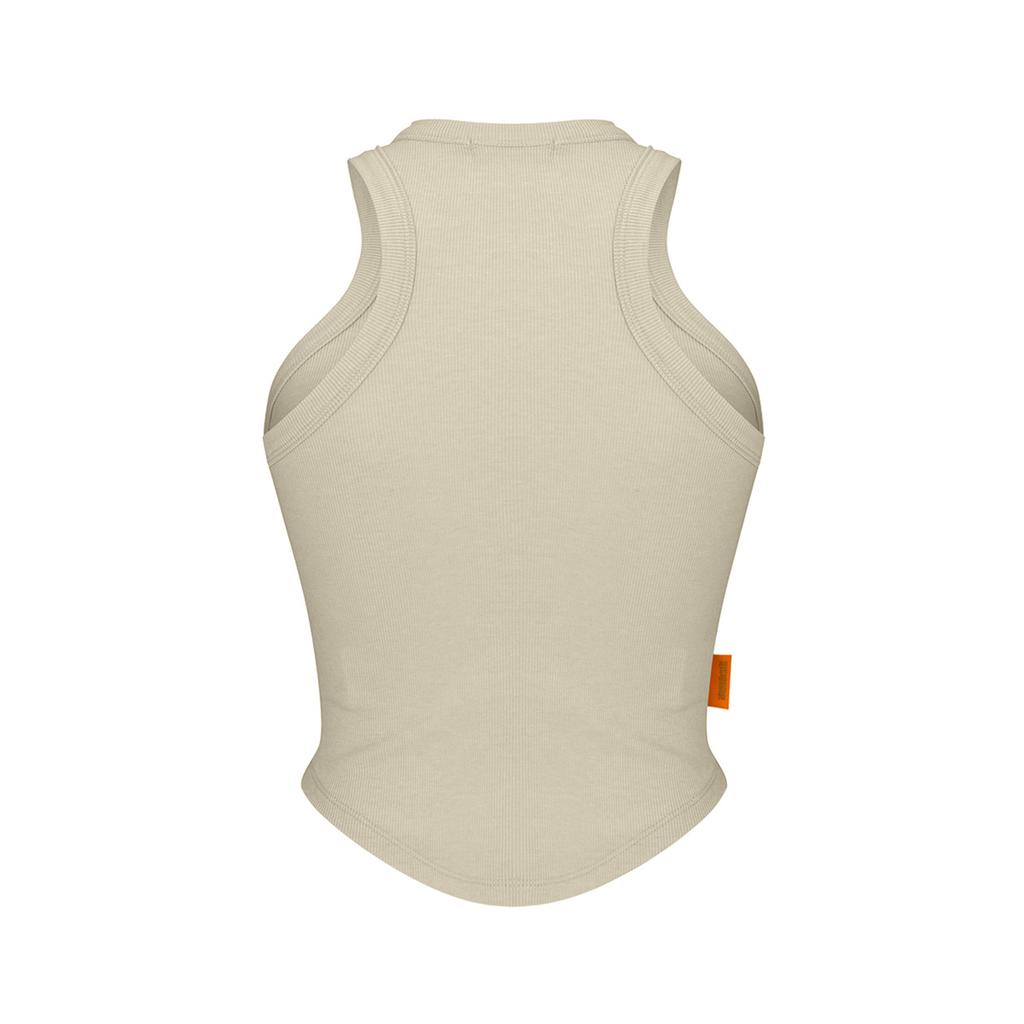 WANNABEZFIT Sleek Halterneck Crop Tank Top White Sage