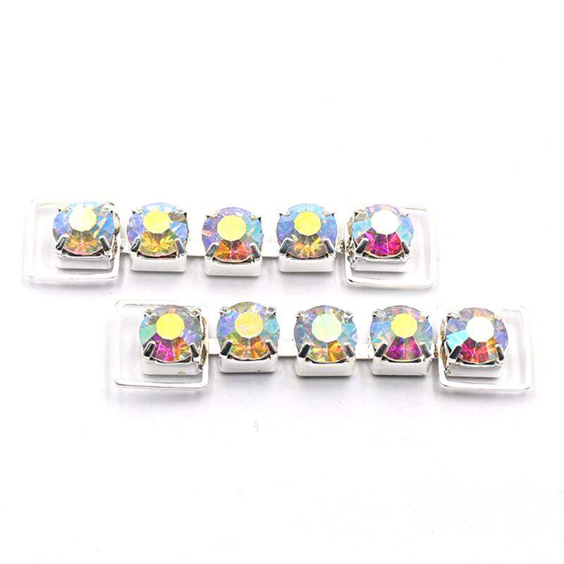 New 10Pcs13 * 55MM Single Row Fully Transparent Rhinestone Bikini Connection Button Swimsuit Bikini Decorative Metal