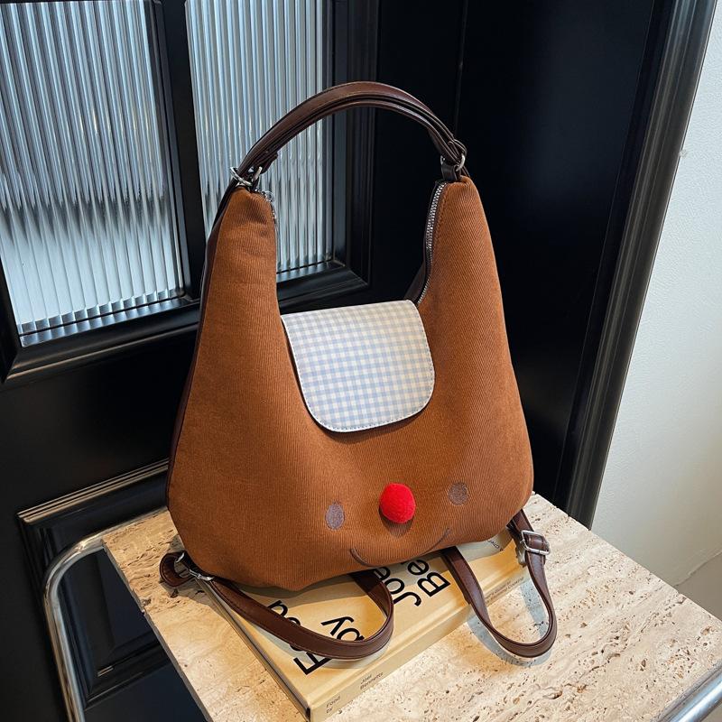 

Большая вместительная сумка через плечо для женщин 2024 года, новая осенняя симпатичная мультяшная сумка-смайлик, повседневная сумка-тоут 34*13*32