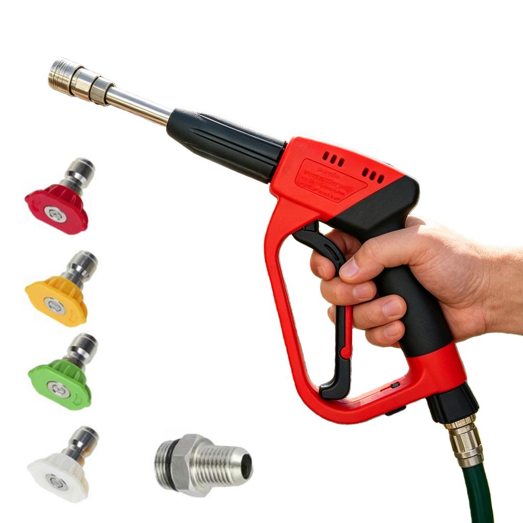 Garden Hose Nozzle Sprayers with Foam Cannon High Pressure Water Hose Nozzle with 4 Spray Nozzles Tips for Washing