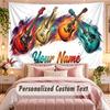 Music Guitar (243) Theme Wall Tapestry Customized With Name Text Personalized Hanging Tapestry For Bedroom Living Room Decor
