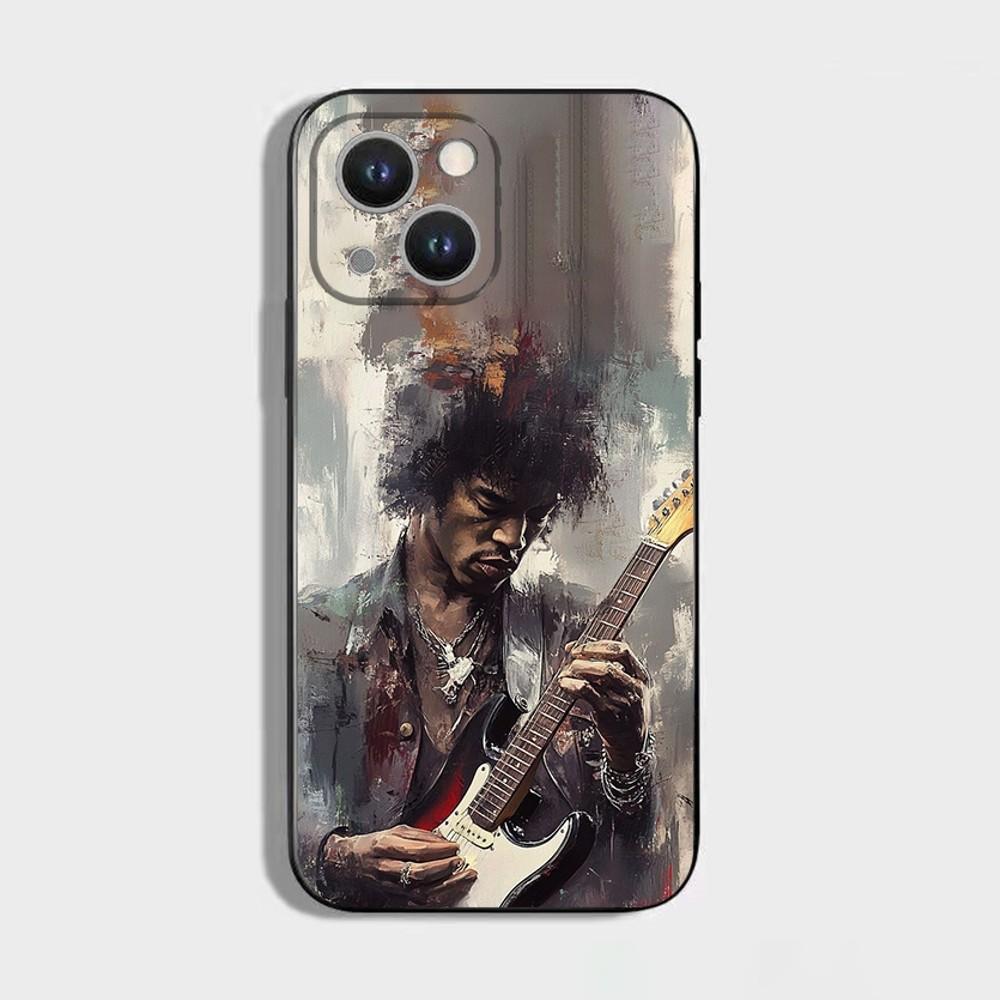 

Чехол для телефона гитариста J-Jimi H-Hendrix Для iPhone 16,15,14,13,12,11 Plus,Pro Max,XS,X,XR,SE,Mini,8,7, Мягкий силиконовый черный чехол iPhone15