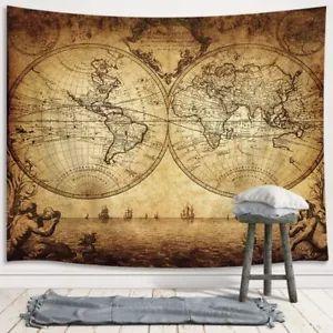 Tapestry Map of the Old World Medieval Ocean 75x100