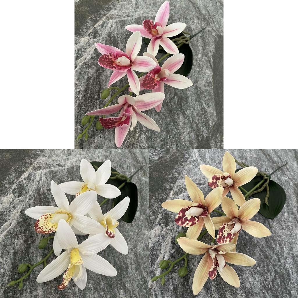 Eva Small 4head East Asian Orchid 3d Faux Flower For Wedding Home Decor And Photography Props