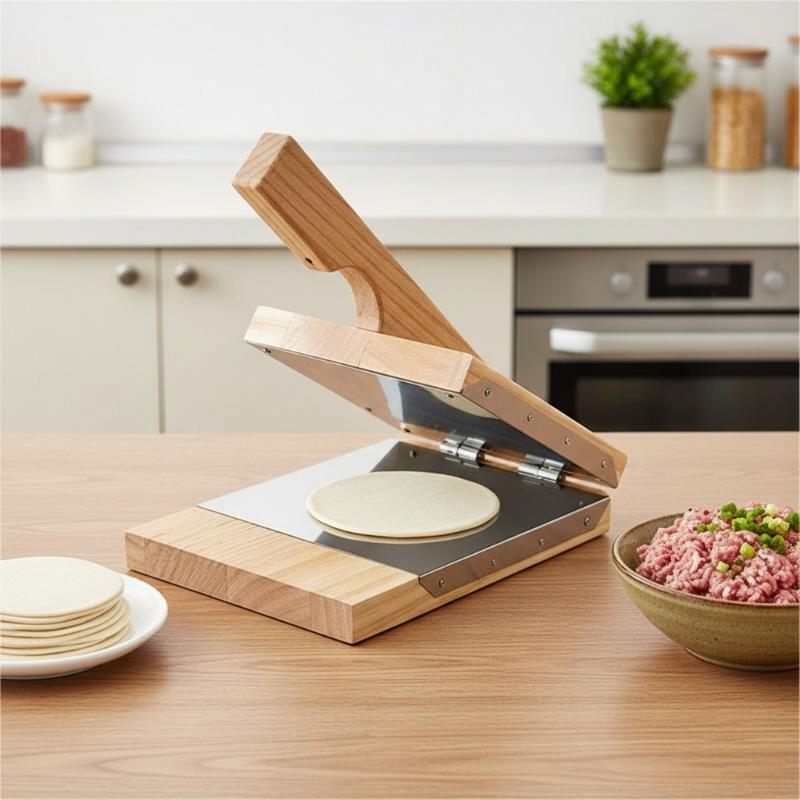 Wooden Press for Dumpling Dough Handmade Tortilla Presser Baking Pastry Mold for Kitchen Cooking and Baking Needs