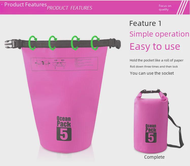 Wasserdichte PVC-Beuteltasche: Outdoor-Strand-, Drift- und Schwimmrucksack