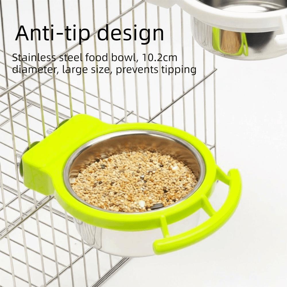 Stainless Steel Bird Feeding Dish Durable Parrot Food Cup Bird Food Container Cage Accessories