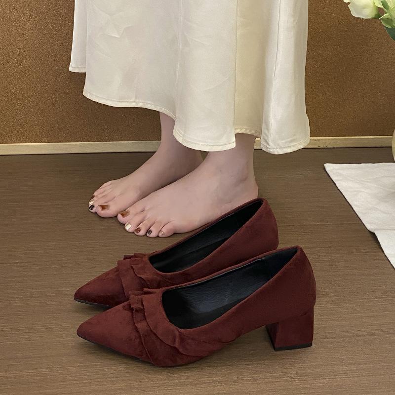 

Винтажная замшевая юбка на шнуровке, туфли-лодочки с острым носком и мелким вырезом, женские, в сказочном стиле, для работы, универсальные, Мэри Джейн, вечерние 42