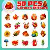 50 Thanksgiving Stickers New Products Turkey Cartoon Animals Children's Stickers Thanksgiving Doodle Decoration Temu