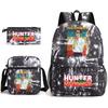 Hunter X Hunter Anime Print Student Backpack Casual Daypack for Boys Girls with Pencil Case 3 Piece Set