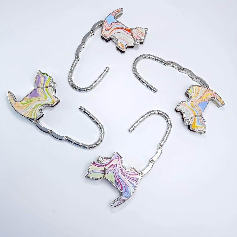 Cute Shape Cat Handbag Hook Lovely Design Foldable Folding Bag Hook Portable Alloy Material Table Edge Hook Home Decoration