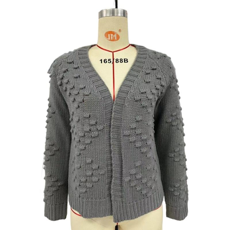 IHUASU Autumn and Winter Women's Knitted Three-dimensional Pattern Cardigan Jacket Sweater