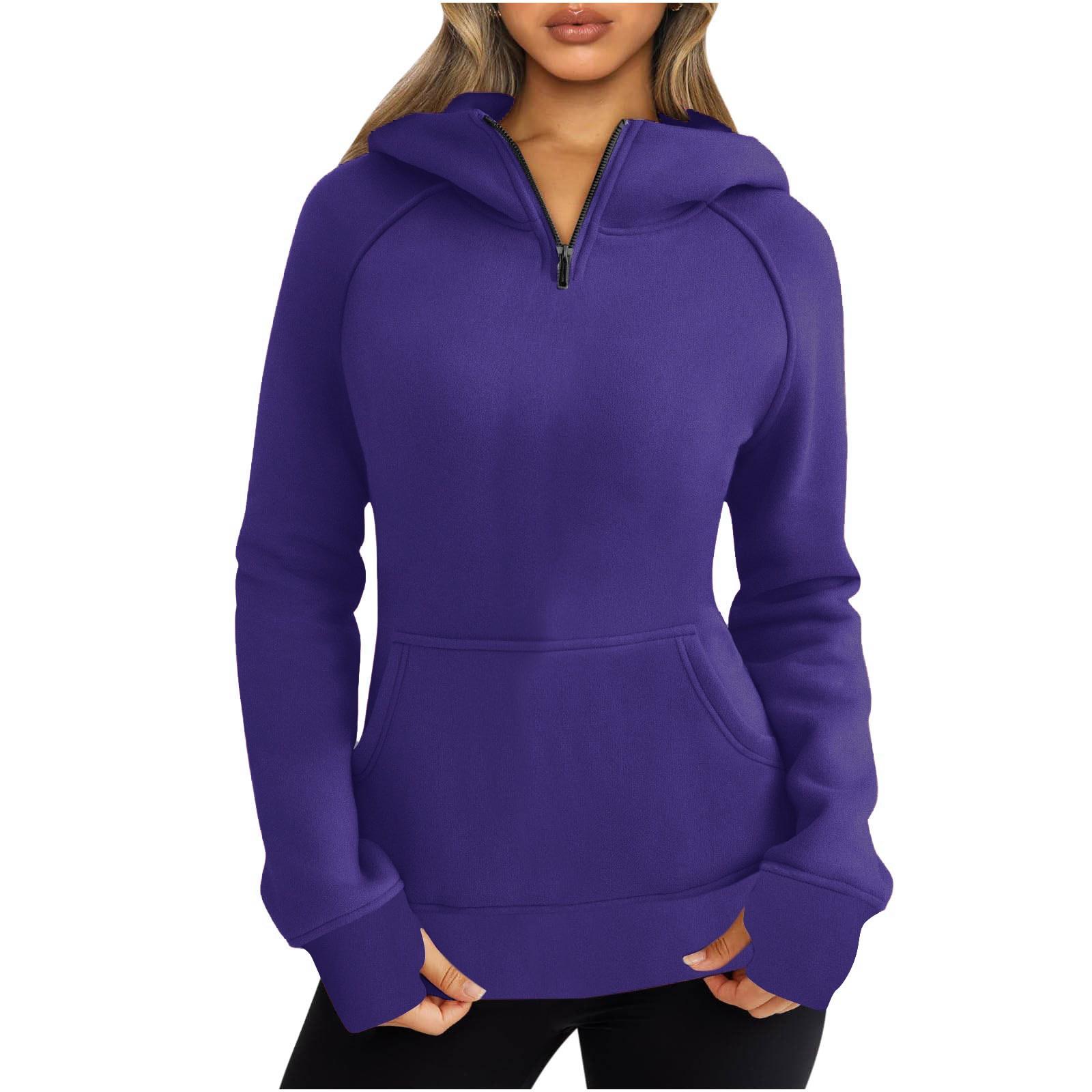 

Жіночі повсякденні модні однотонні пуловери з довгим рукавом і толстовки L фіолетовий