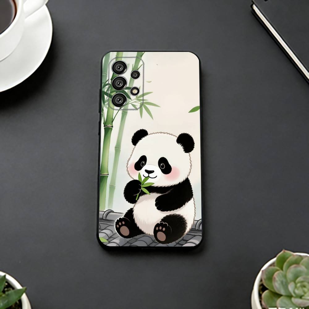 Cute F-Fubao Animal P-Panda Phone Case Black Silicone Soft For Samsung S25,S24,S21,S22,S23,S30,Ultra,S20,Plus,Fe,Lite