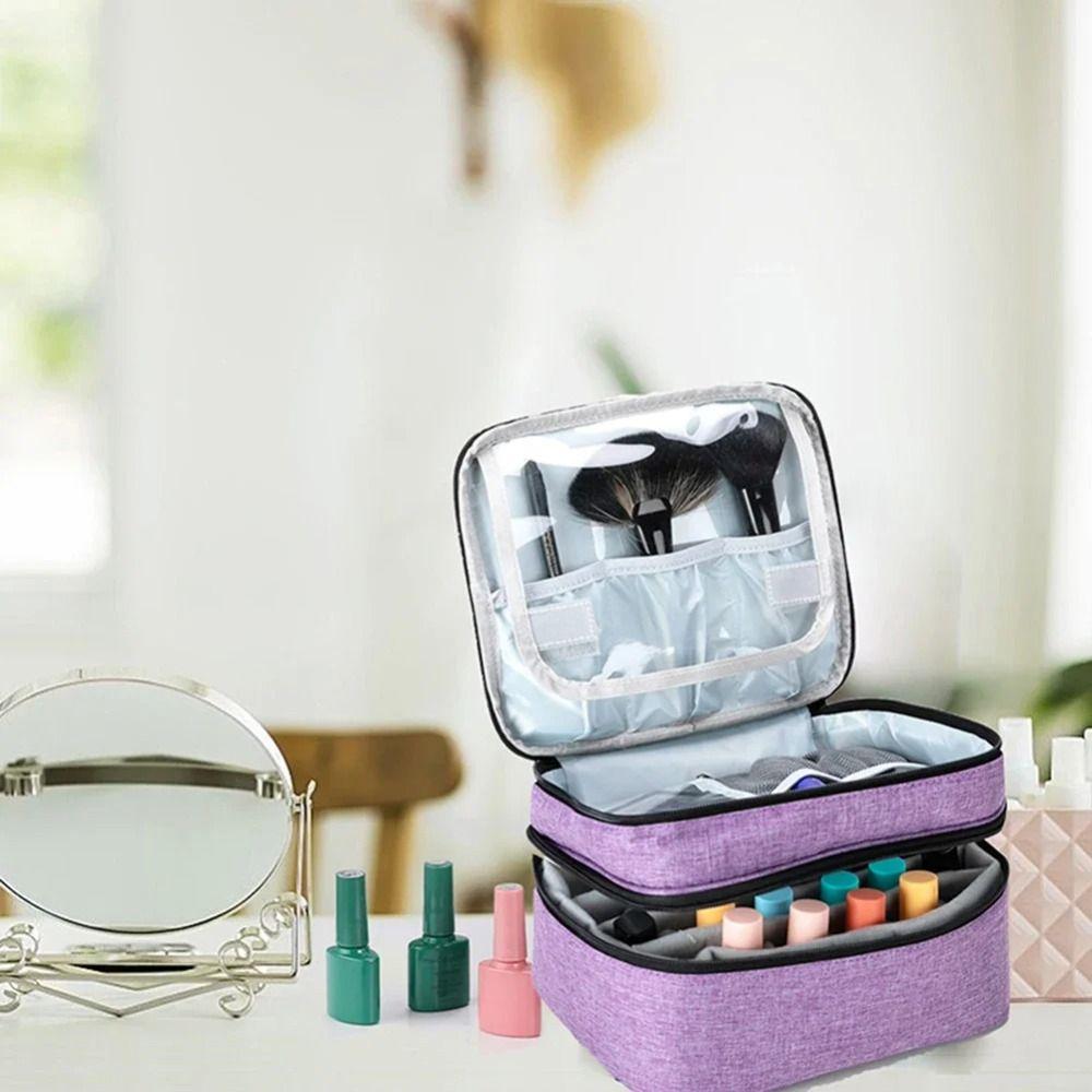 30 Bottles Nail Polish Storage Bag Double-Layer Portable Nail Varnish Holder Multifunctional Essential Oil Handbag