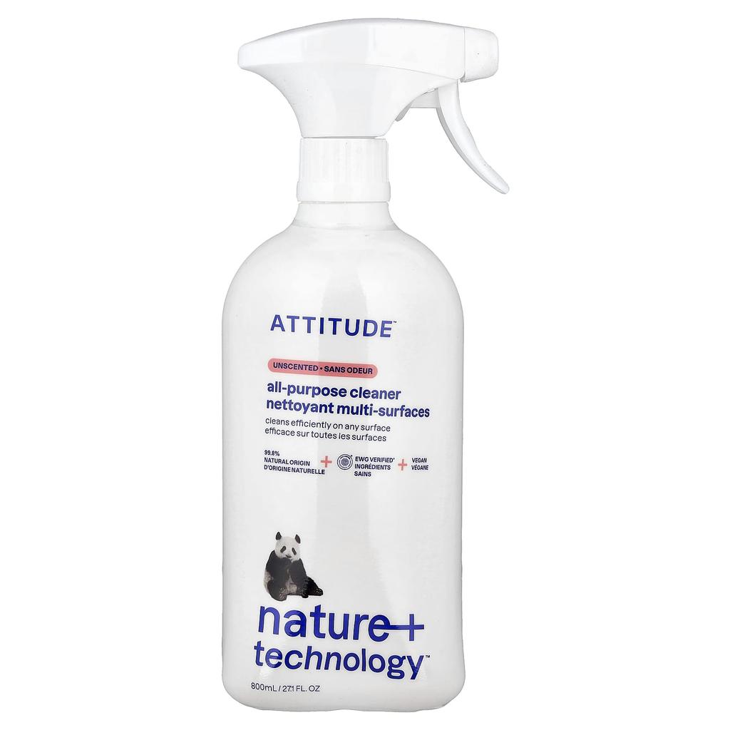 ATTITUDE Nature + Technology™, All-Purpose Cleaner, Fragrance-Free, 800 Ml (27.1 Fl Oz)