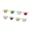 Alloy Cocktail Ring With Sparkling Stones Geometric Square Zircon Stacked Ring For Everyday Wear Or Special Event