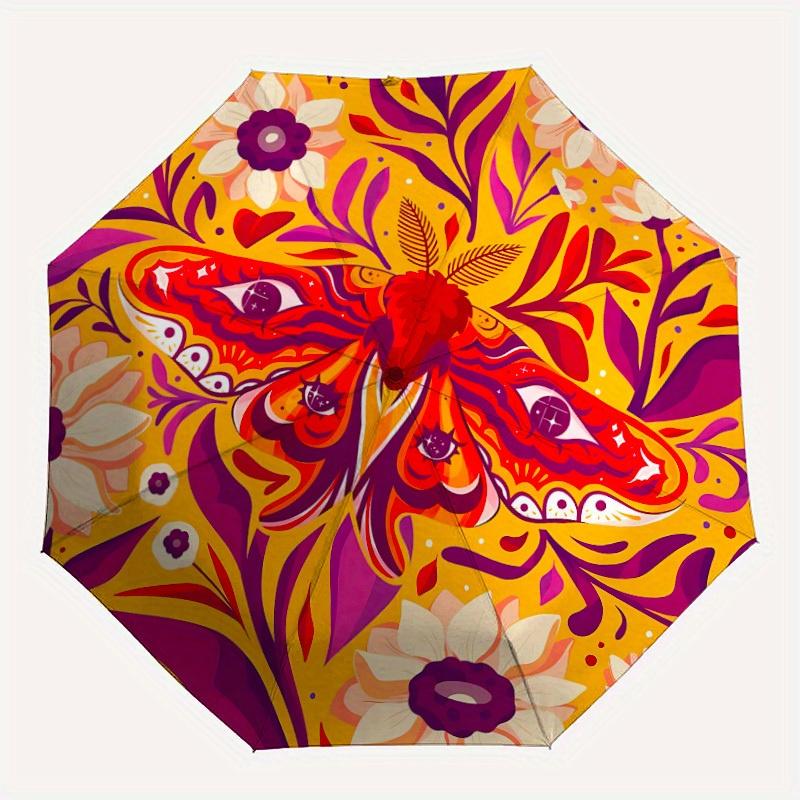 

1pc Butterfly PrintAutomatic Folding Umbrella, Portable & Foldable Design with 8 Ribs, Casual Outdoor Accessory yy250804183