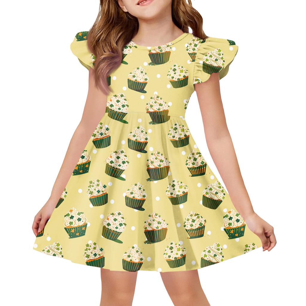 Girls' Summer Princess Dress - A-Line T-Shirt Dress St. Patrick's Day